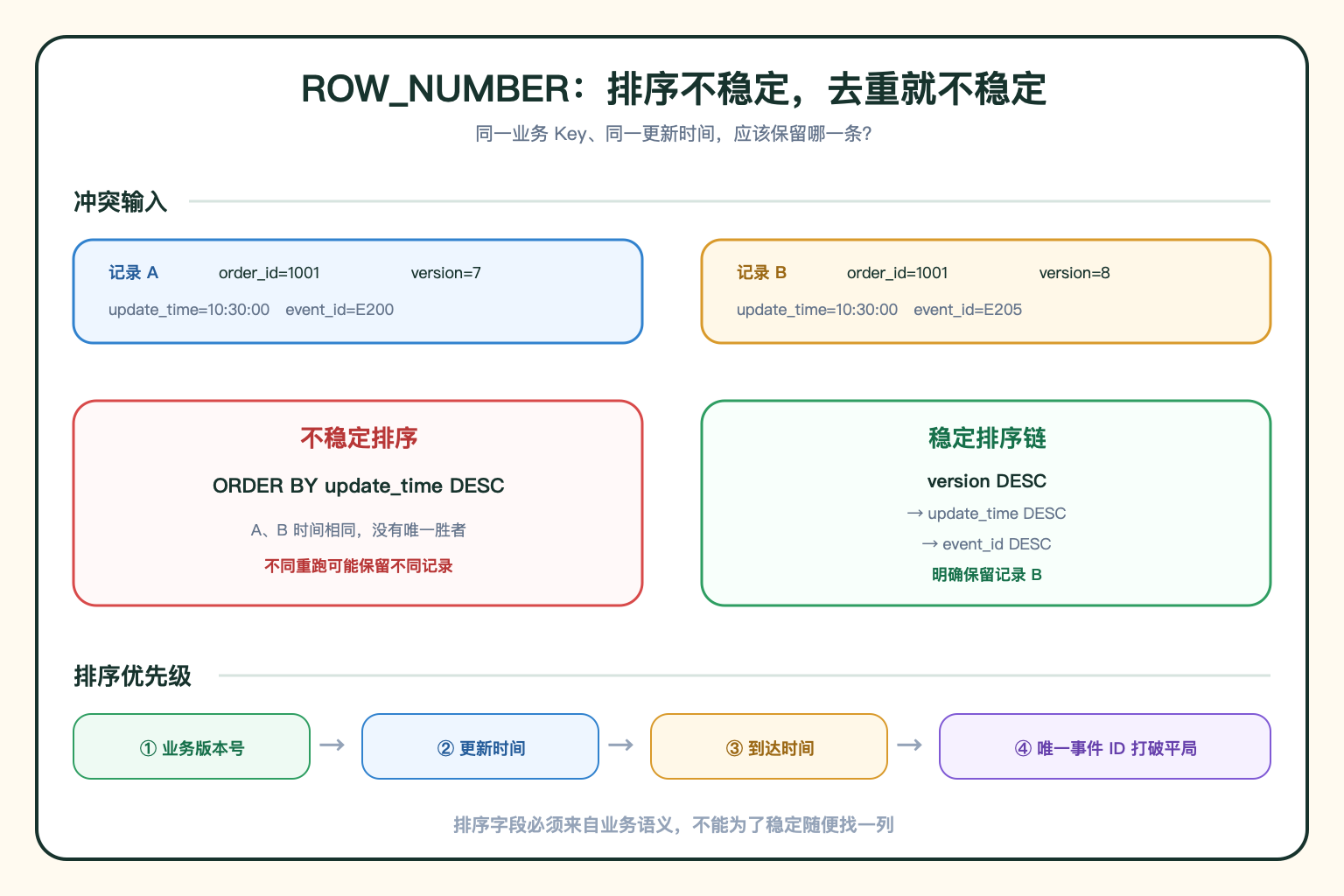 ROW_NUMBER 稳定排序规则